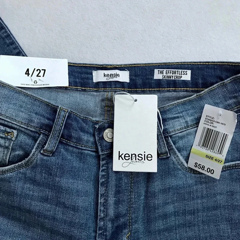 Kensie NWT Distressed Skinny Crop Jeans Women 4/27
